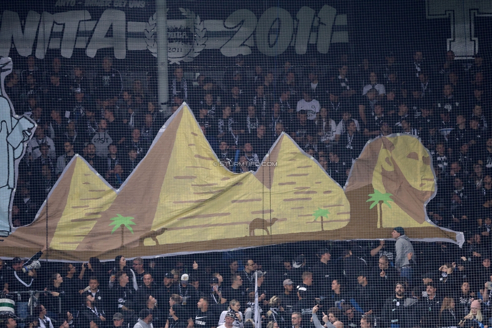 Sturm Graz - Atalanta
UEFA Europa League Gruppenphase 3. Spieltag, SK Sturm Graz - Atalanta Bergamo, Stadion Liebenau Graz, 26.10.2023. 

Foto zeigt Fans von Sturm mit einer Choreografie
