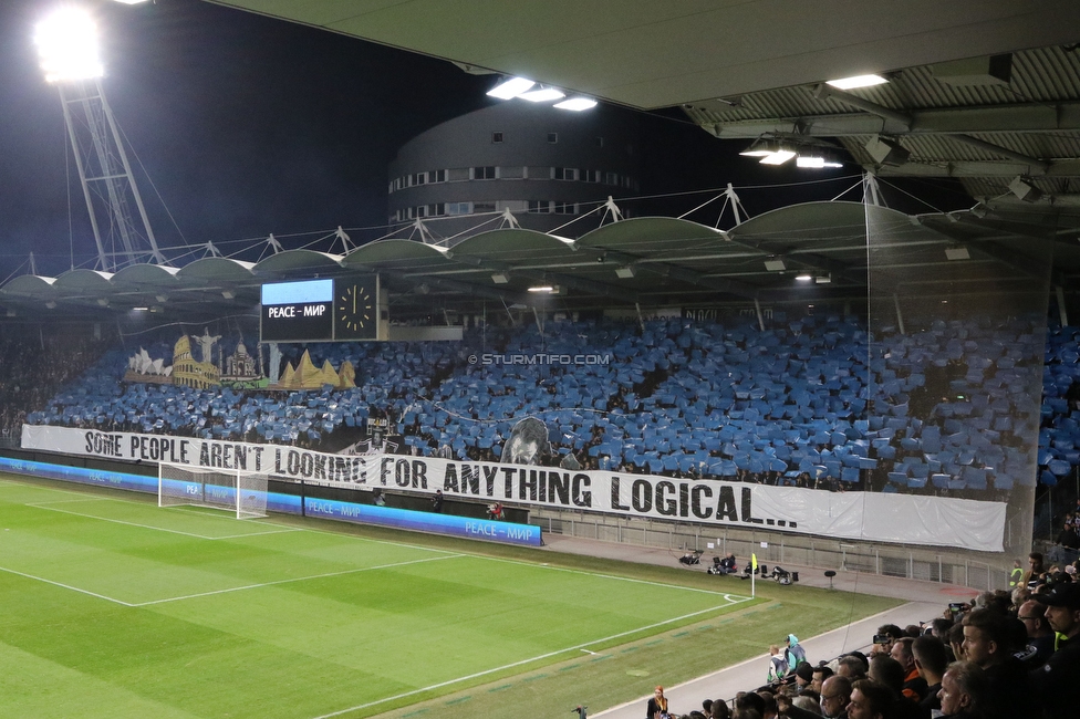 Sturm Graz - Atalanta
UEFA Europa League Gruppenphase 3. Spieltag, SK Sturm Graz - Atalanta Bergamo, Stadion Liebenau Graz, 26.10.2023. 

Foto zeigt Fans von Sturm mit einer Choreografie
