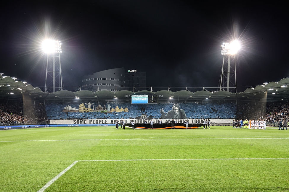 Sturm Graz - Atalanta
UEFA Europa League Gruppenphase 3. Spieltag, SK Sturm Graz - Atalanta Bergamo, Stadion Liebenau Graz, 26.10.2023. 

Foto zeigt Fans von Sturm mit einer Choreografie
