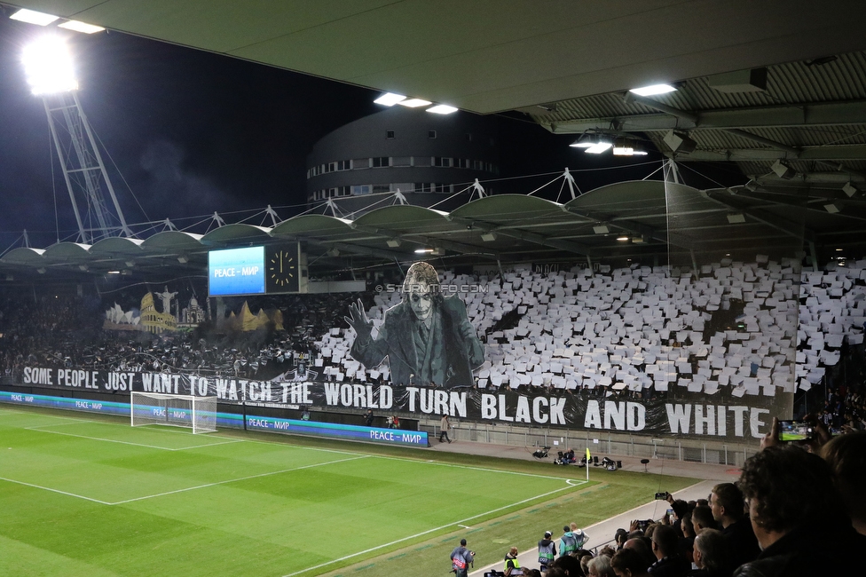 Sturm Graz - Atalanta
UEFA Europa League Gruppenphase 3. Spieltag, SK Sturm Graz - Atalanta Bergamo, Stadion Liebenau Graz, 26.10.2023. 

Foto zeigt Fans von Sturm mit einer Choreografie
