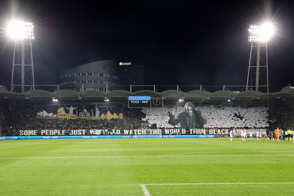 Sturm Graz - Atalanta
UEFA Europa League Gruppenphase 3. Spieltag, SK Sturm Graz - Atalanta Bergamo, Stadion Liebenau Graz, 26.10.2023. 

Foto zeigt Fans von Sturm mit einer Choreografie
