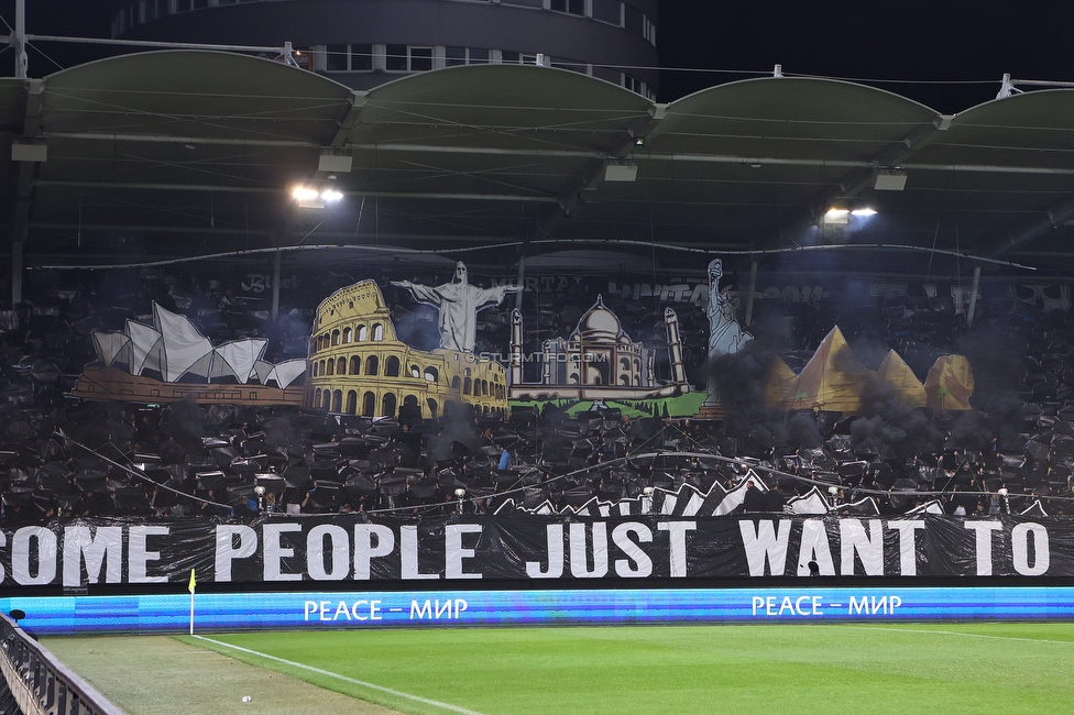 Sturm Graz - Atalanta
UEFA Europa League Gruppenphase 3. Spieltag, SK Sturm Graz - Atalanta Bergamo, Stadion Liebenau Graz, 26.10.2023. 

Foto zeigt Fans von Sturm mit einer Choreografie
