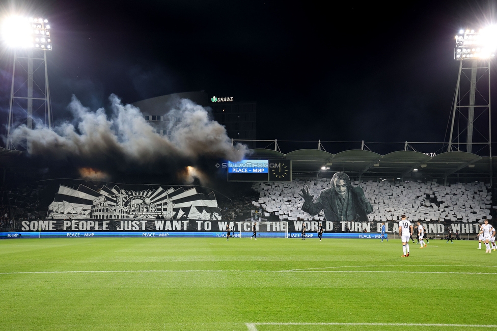 Sturm Graz - Atalanta
UEFA Europa League Gruppenphase 3. Spieltag, SK Sturm Graz - Atalanta Bergamo, Stadion Liebenau Graz, 26.10.2023. 

Foto zeigt Fans von Sturm mit einer Choreografie
