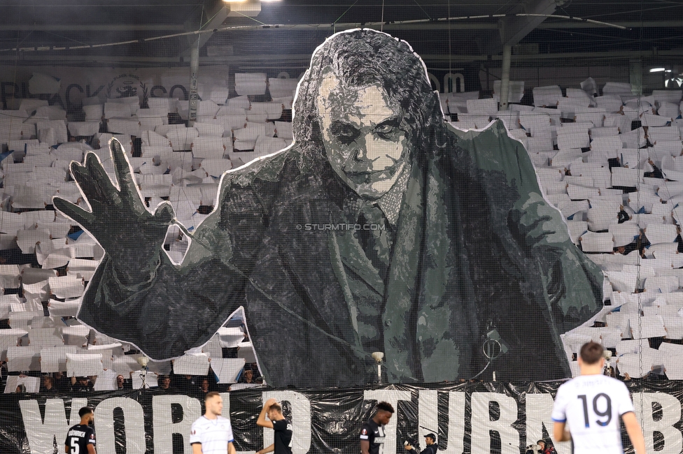 Sturm Graz - Atalanta
UEFA Europa League Gruppenphase 3. Spieltag, SK Sturm Graz - Atalanta Bergamo, Stadion Liebenau Graz, 26.10.2023. 

Foto zeigt Fans von Sturm mit einer Choreografie
