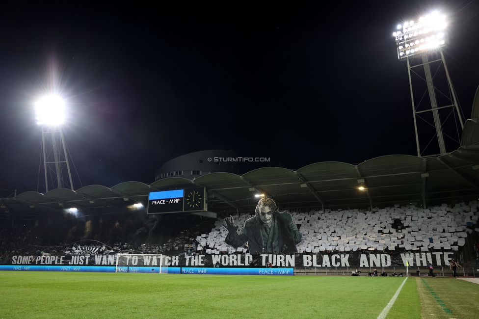 Sturm Graz - Atalanta
UEFA Europa League Gruppenphase 3. Spieltag, SK Sturm Graz - Atalanta Bergamo, Stadion Liebenau Graz, 26.10.2023. 

Foto zeigt Fans von Sturm mit einer Choreografie
