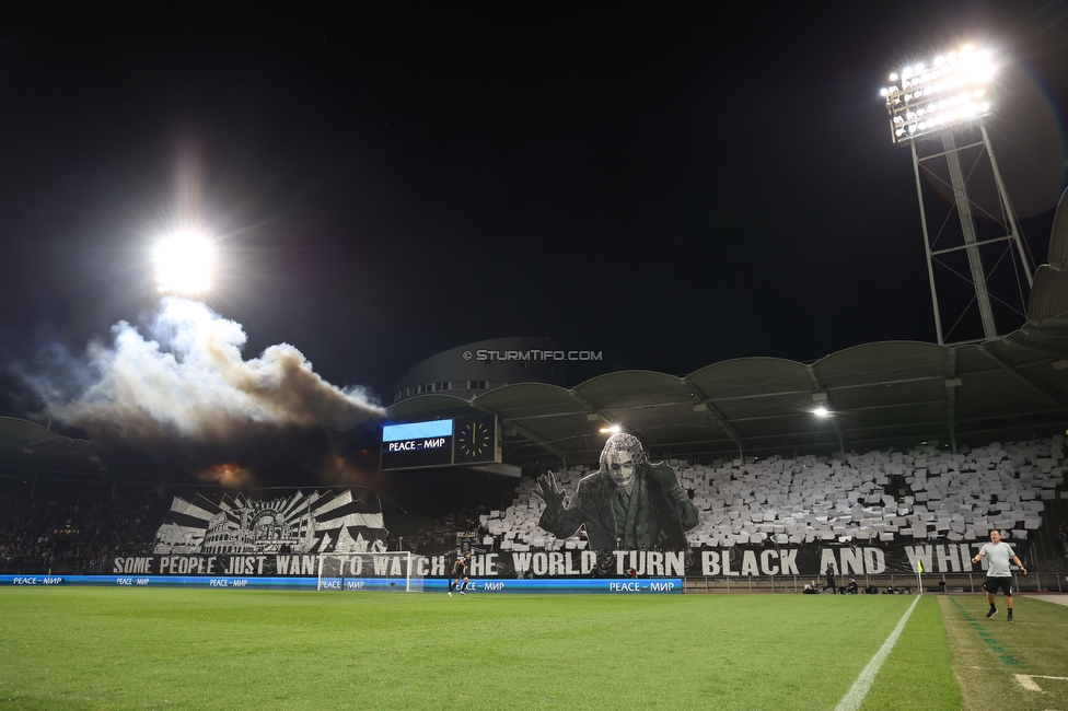 Sturm Graz - Atalanta
UEFA Europa League Gruppenphase 3. Spieltag, SK Sturm Graz - Atalanta Bergamo, Stadion Liebenau Graz, 26.10.2023. 

Foto zeigt Fans von Sturm mit einer Choreografie
