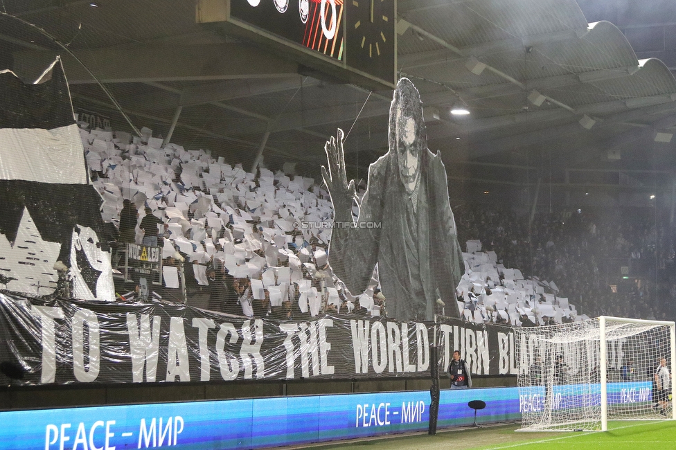 Sturm Graz - Atalanta
UEFA Europa League Gruppenphase 3. Spieltag, SK Sturm Graz - Atalanta Bergamo, Stadion Liebenau Graz, 26.10.2023. 

Foto zeigt Fans von Sturm mit einer Choreografie
