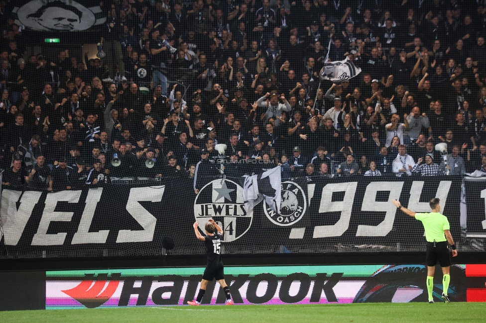 Sturm Graz - Atalanta
UEFA Europa League Gruppenphase 3. Spieltag, SK Sturm Graz - Atalanta Bergamo, Stadion Liebenau Graz, 26.10.2023. 

Foto zeigt Fans von Sturm
