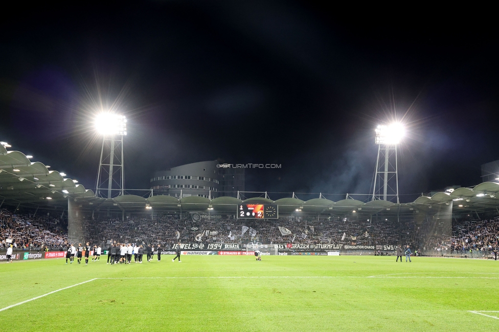 Sturm Graz - Atalanta
UEFA Europa League Gruppenphase 3. Spieltag, SK Sturm Graz - Atalanta Bergamo, Stadion Liebenau Graz, 26.10.2023. 

Foto zeigt Fans von Sturm
