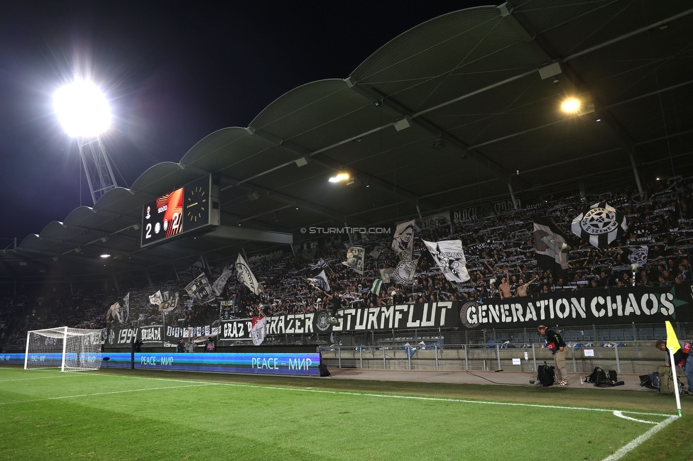 Sturm Graz - Atalanta
UEFA Europa League Gruppenphase 3. Spieltag, SK Sturm Graz - Atalanta Bergamo, Stadion Liebenau Graz, 26.10.2023. 

Foto zeigt Fans von Sturm
Schlüsselwörter: schals