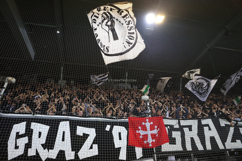 Sturm Graz - Atalanta
UEFA Europa League Gruppenphase 3. Spieltag, SK Sturm Graz - Atalanta Bergamo, Stadion Liebenau Graz, 26.10.2023. 

Foto zeigt Fans von Sturm
