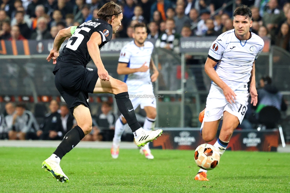 Sturm Graz - Atalanta
UEFA Europa League Gruppenphase 3. Spieltag, SK Sturm Graz - Atalanta Bergamo, Stadion Liebenau Graz, 26.10.2023. 

Foto zeigt Stefan Hierlaender (Sturm)
