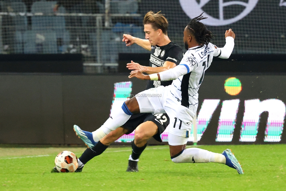 Sturm Graz - Atalanta
UEFA Europa League Gruppenphase 3. Spieltag, SK Sturm Graz - Atalanta Bergamo, Stadion Liebenau Graz, 26.10.2023. 

Foto zeigt David Affengruber (Sturm)
