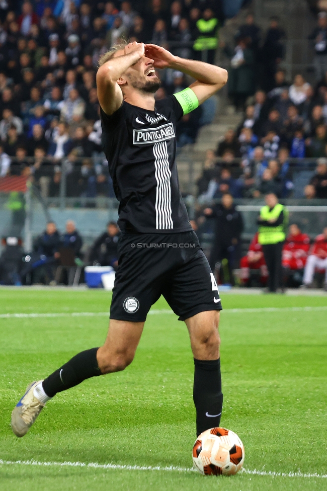 Sturm Graz - Atalanta
UEFA Europa League Gruppenphase 3. Spieltag, SK Sturm Graz - Atalanta Bergamo, Stadion Liebenau Graz, 26.10.2023. 

Foto zeigt Jon Gorenc-Stankovic (Sturm)
