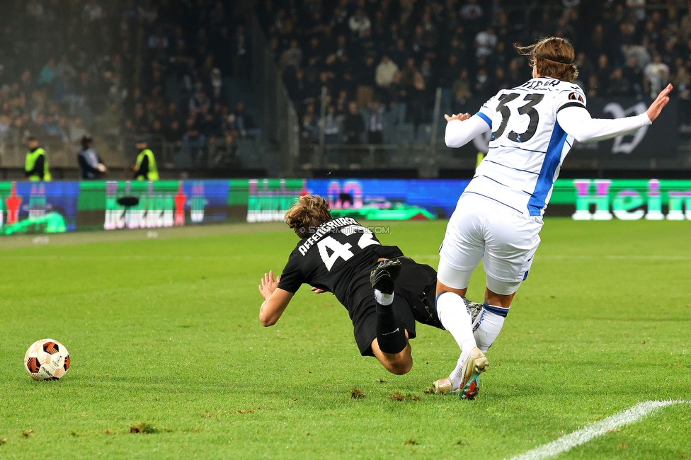 Sturm Graz - Atalanta
UEFA Europa League Gruppenphase 3. Spieltag, SK Sturm Graz - Atalanta Bergamo, Stadion Liebenau Graz, 26.10.2023. 

Foto zeigt David Affengruber (Sturm)
