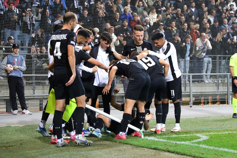 Sturm Graz - Atalanta
UEFA Europa League Gruppenphase 3. Spieltag, SK Sturm Graz - Atalanta Bergamo, Stadion Liebenau Graz, 26.10.2023. 

Foto zeigt die Mannschaft von Sturm
