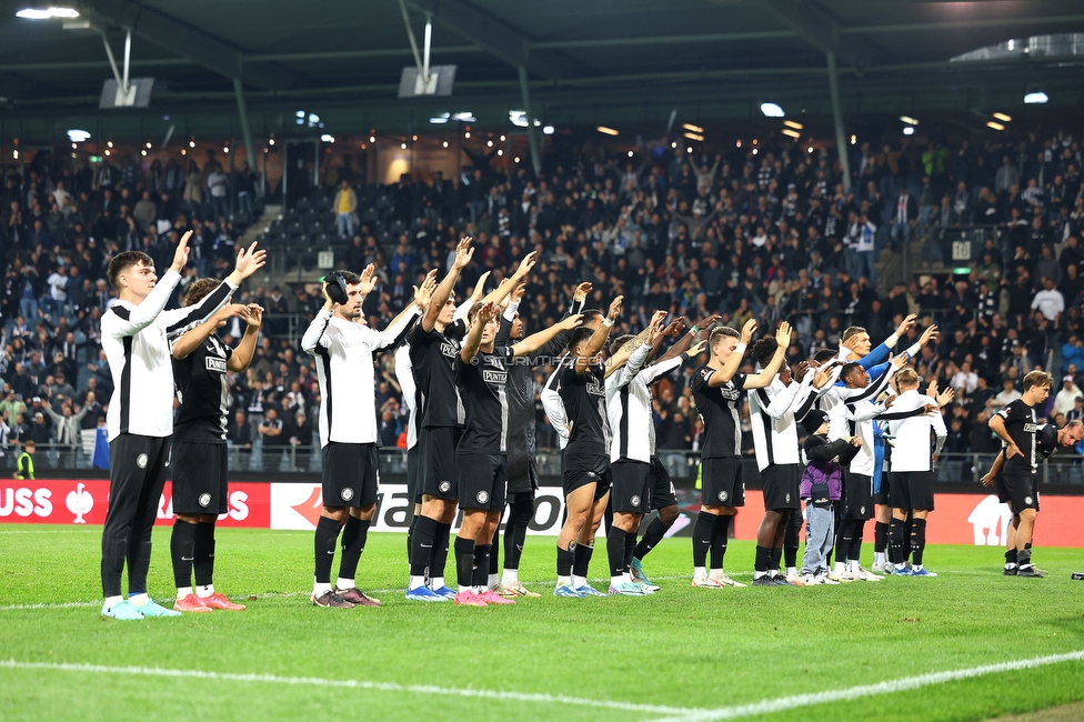 Sturm Graz - Atalanta
UEFA Europa League Gruppenphase 3. Spieltag, SK Sturm Graz - Atalanta Bergamo, Stadion Liebenau Graz, 26.10.2023. 

Foto zeigt die Mannschaft von Sturm
