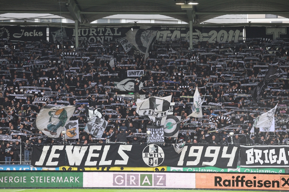 Sturm Graz - Austria Wien
Oesterreichische Fussball Bundesliga, 12. Runde, SK Sturm Graz - FK Austria Wien,  Stadion Liebenau Graz, 29.10.2023. 

Foto zeigt Fans von Sturm
Schlüsselwörter: schals jewels