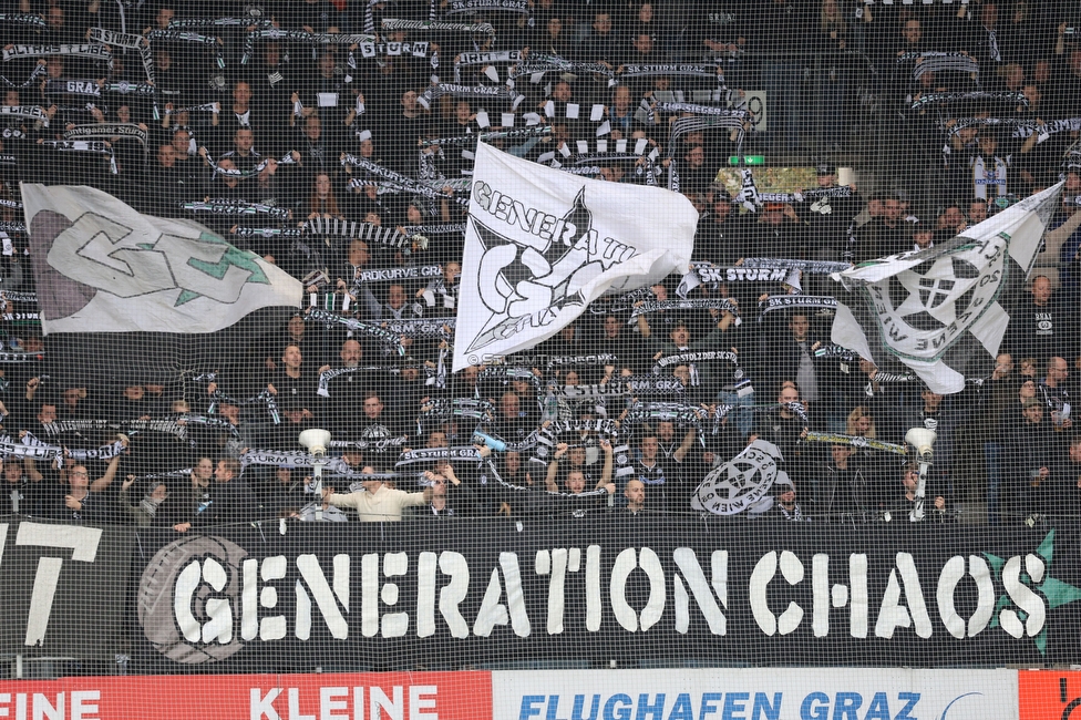 Sturm Graz - Austria Wien
Oesterreichische Fussball Bundesliga, 12. Runde, SK Sturm Graz - FK Austria Wien,  Stadion Liebenau Graz, 29.10.2023. 

Foto zeigt Fans von Sturm
Schlüsselwörter: schals generationchaos