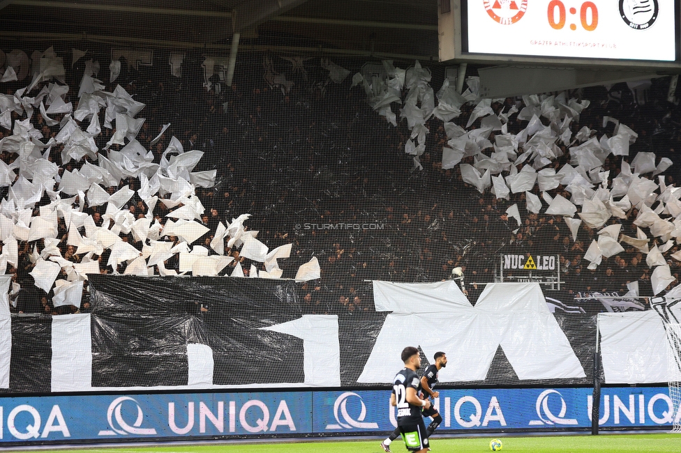 GAK - Sturm Graz
OEFB Cup, 3. Runde, GAK - SK Sturm Graz, Stadion Liebenau Graz, 02.11.2023. 

Foto zeigt Fans von Sturm mit einer Choreografie
