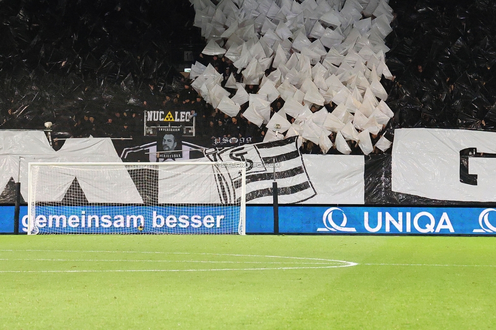 GAK - Sturm Graz
OEFB Cup, 3. Runde, Grazer AK - SK Sturm Graz, Stadion Liebenau Graz, 02.11.2023. 

Foto zeigt Fans von Sturm mit einer Choreografie
