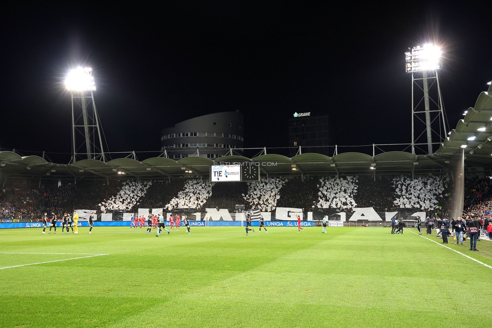 GAK - Sturm Graz
OEFB Cup, 3. Runde, Grazer AK - SK Sturm Graz, Stadion Liebenau Graz, 02.11.2023. 

Foto zeigt Fans von Sturm mit einer Choreografie
