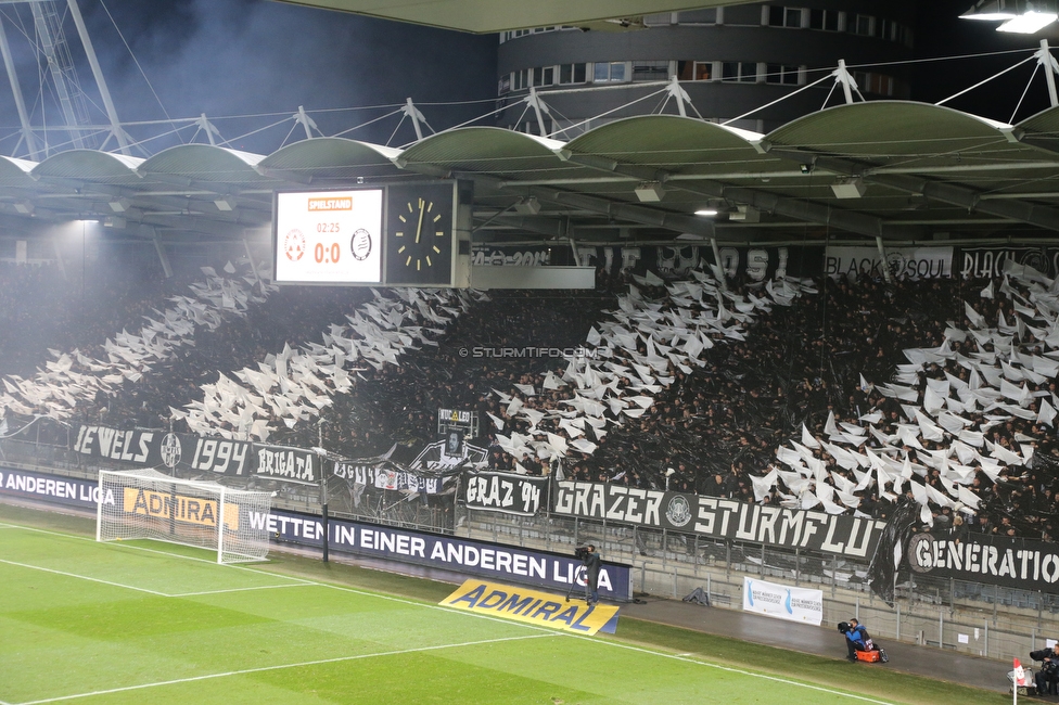 GAK - Sturm Graz
OEFB Cup, 3. Runde, GAK - SK Sturm Graz, Stadion Liebenau Graz, 02.11.2023. 

Foto zeigt Fans von Sturm mit einer Choreografie
