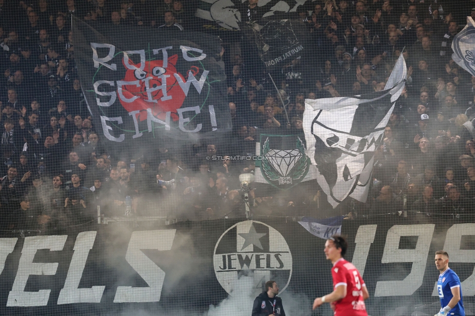 GAK - Sturm Graz
OEFB Cup, 3. Runde, Grazer AK - SK Sturm Graz, Stadion Liebenau Graz, 02.11.2023. 

Foto zeigt Fans von Sturm
Schlüsselwörter: jewels