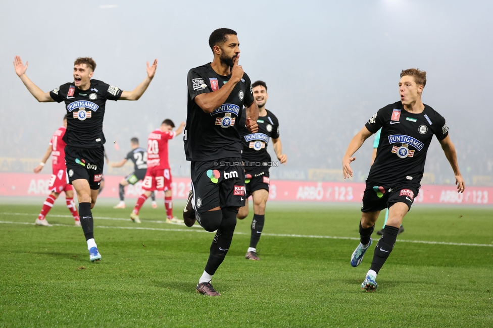 GAK - Sturm Graz
OEFB Cup, 3. Runde, Grazer AK - SK Sturm Graz, Stadion Liebenau Graz, 02.11.2023. 

Foto zeigt Gregory Wuethrich (Sturm)
Schlüsselwörter: torjubel