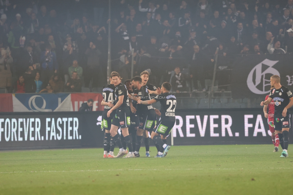 GAK - Sturm Graz
OEFB Cup, 3. Runde, Grazer AK - SK Sturm Graz, Stadion Liebenau Graz, 02.11.2023. 

Foto zeigt die Mannschaft von Sturm
Schlüsselwörter: torjubel