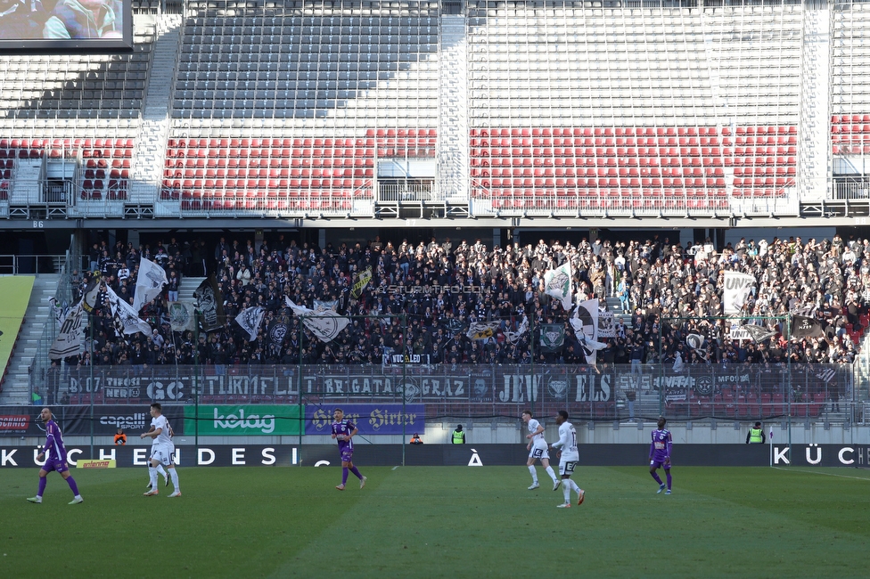 Austria Klagenfurt - Sturm Graz
Oesterreichische Fussball Bundesliga, 14. Runde, SK Austria Klagenfurt - SK Sturm Graz, Woerthersee Stadion, 12.11.2023. 

Foto zeigt Fans von Sturm
