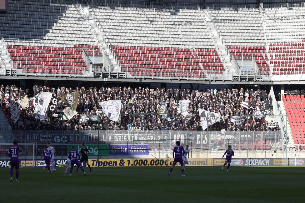 Austria Klagenfurt - Sturm Graz
Oesterreichische Fussball Bundesliga, 14. Runde, SK Austria Klagenfurt - SK Sturm Graz, Woerthersee Stadion, 12.11.2023. 

Foto zeigt Fans von Sturm
