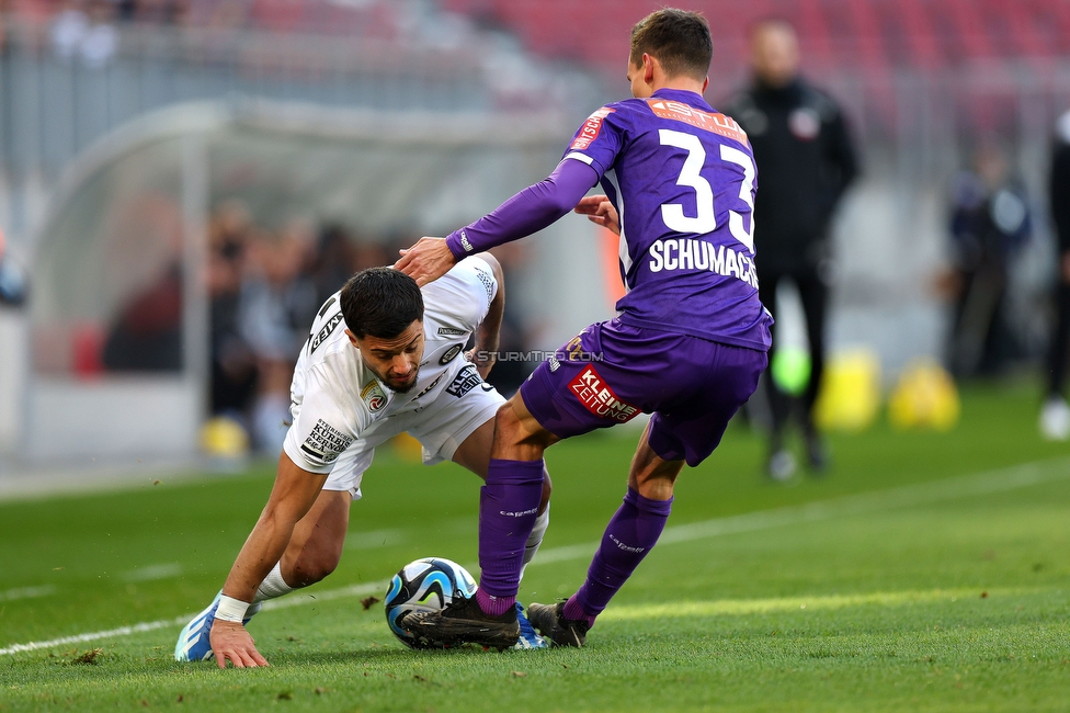 Austria Klagenfurt - Sturm Graz
Oesterreichische Fussball Bundesliga, 14. Runde, SK Austria Klagenfurt - SK Sturm Graz, Woerthersee Stadion, 12.11.2023. 

Foto zeigt Jusuf Gazibegovic (Sturm)
