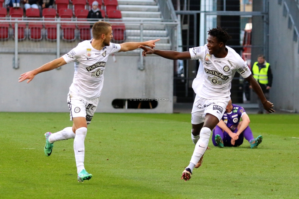 Austria Klagenfurt - Sturm Graz
Oesterreichische Fussball Bundesliga, 14. Runde, SK Austria Klagenfurt - SK Sturm Graz, Woerthersee Stadion, 12.11.2023. 

Foto zeigt Tomi Horvat (Sturm) und Amady Camara (Sturm)
Schlüsselwörter: torjubel