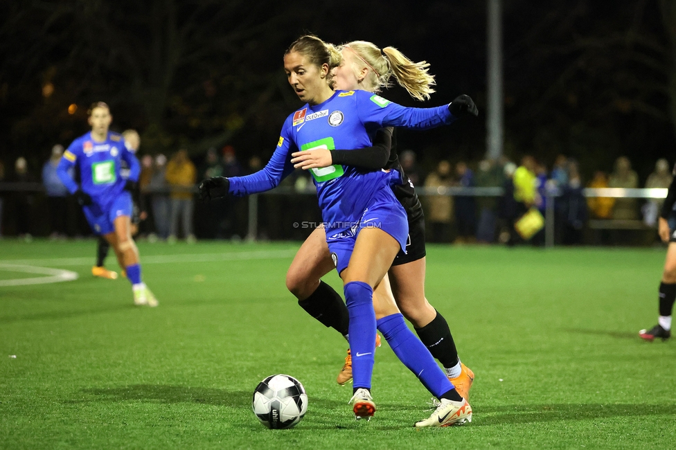 Wiener Sportklub - Sturm Graz Damen
SPORTLAND Niederoesterreich Frauen Cup, Wiener Sportklub - SK Sturm Graz, WSC Trainingszentrum Kunstrasen Wien, 18.11.2023. 

Foto zeigt Modesta Uka (Sturm Damen)
