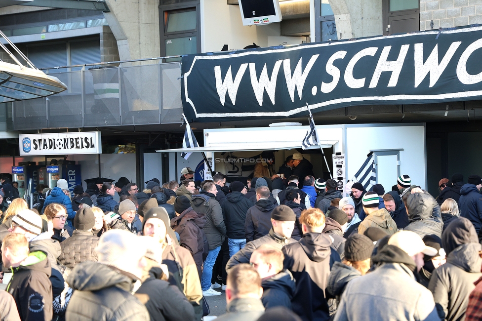 Sturm Graz - Austria Lustenau
Oesterreichische Fussball Bundesliga, 15. Runde, SK Sturm Graz - SC Austria Lustenau,  Stadion Liebenau Graz, 25.112023. 

Foto zeigt das Vereinfsfest von Schwoaze Helfen
Schlüsselwörter: schwoazehelfen