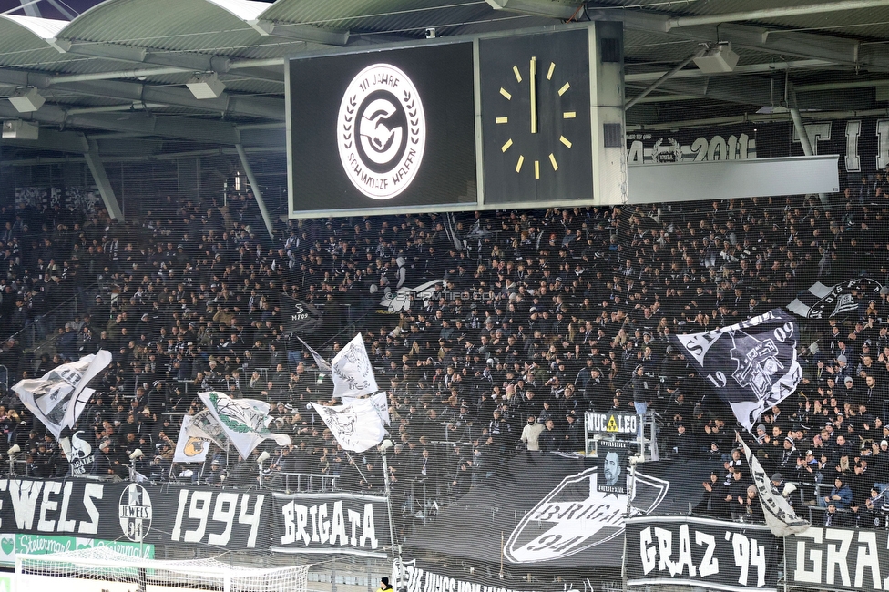 Sturm Graz - Austria Lustenau
Oesterreichische Fussball Bundesliga, 15. Runde, SK Sturm Graz - SC Austria Lustenau,  Stadion Liebenau Graz, 25.112023. 

Foto zeigt Fans von Sturm
Schlüsselwörter: schwoazehelfen