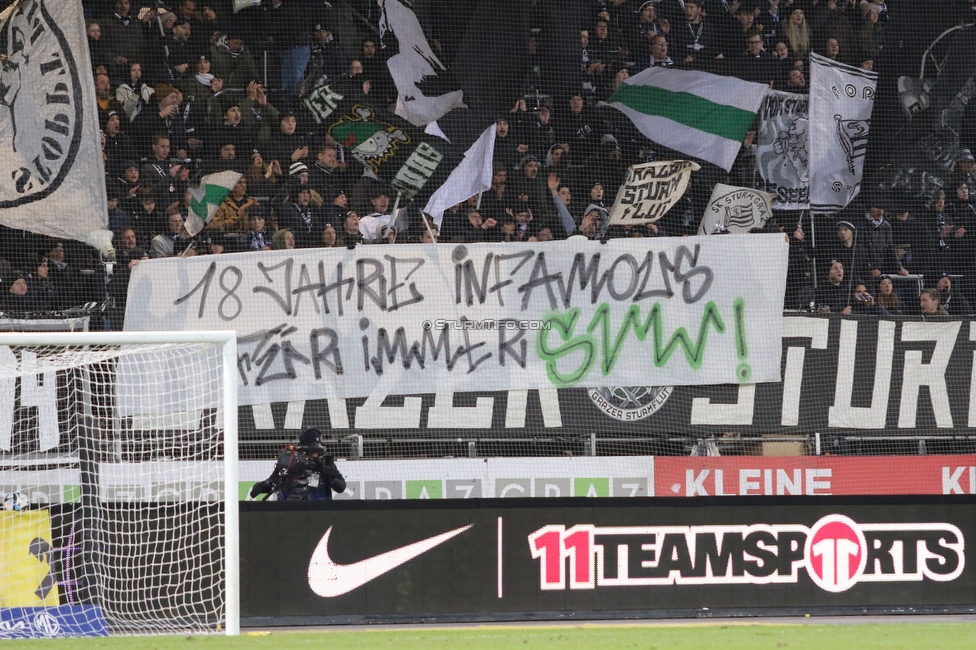 Sturm Graz - Austria Lustenau
Oesterreichische Fussball Bundesliga, 15. Runde, SK Sturm Graz - SC Austria Lustenau,  Stadion Liebenau Graz, 25.112023. 

Foto zeigt Fans von Sturm mit einem Spruchband
Schlüsselwörter: sturmflut bremen