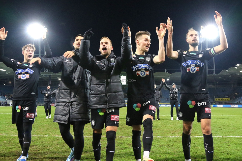 Sturm Graz - Austria Lustenau
Oesterreichische Fussball Bundesliga, 15. Runde, SK Sturm Graz - SC Austria Lustenau,  Stadion Liebenau Graz, 25.112023. 

Foto zeigt Alexander Prass (Sturm), Tomi Horvat (Sturm), Dimitri Lavalee (Sturm) und Jon Gorenc-Stankovic (Sturm)
