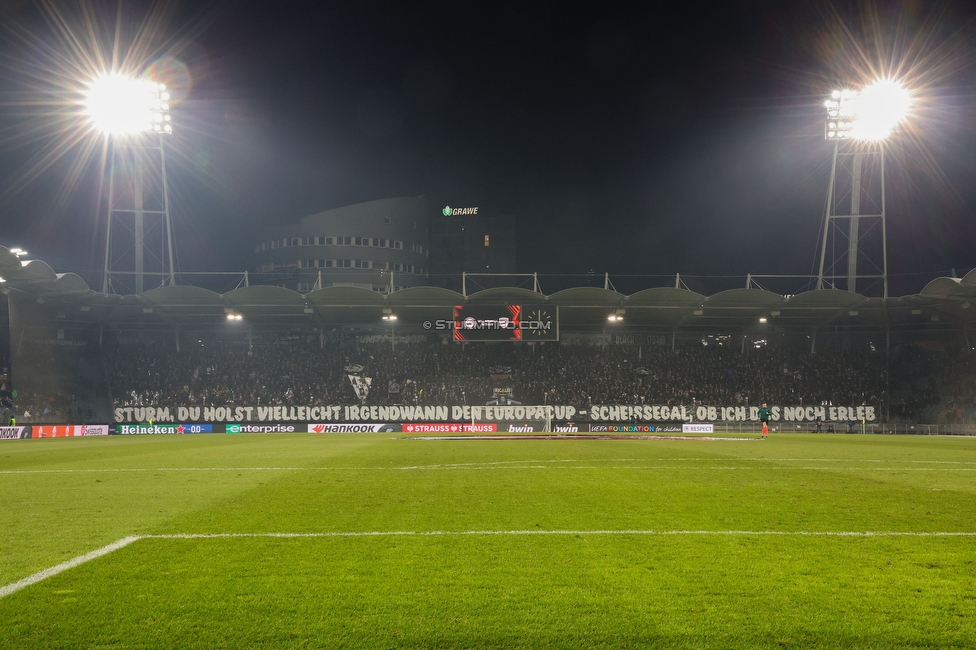 Sturm Graz - Rakow Czestochowa
UEFA Europa League Gruppenphase 5. Spieltag, SK Sturm Graz - Rakow Czestochowa, Stadion Liebenau Graz, 30.11.2023. 

Foto zeigt Fans von Sturm mit einer Choreografie
