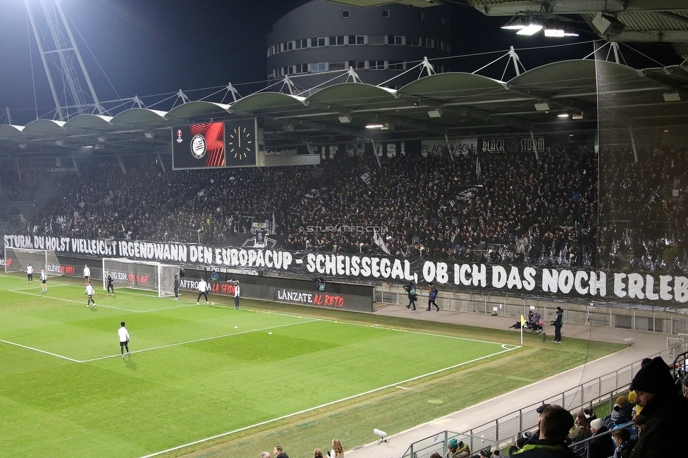 Sturm Graz - Rakow Czestochowa
UEFA Europa League Gruppenphase 5. Spieltag, SK Sturm Graz - Rakow Czestochowa, Stadion Liebenau Graz, 30.11.2023. 

Foto zeigt Fans von Sturm mit einer Choreografie
