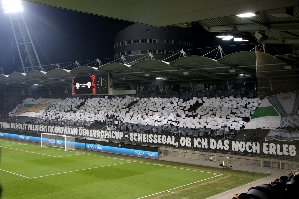 Sturm Graz - Rakow Czestochowa
UEFA Europa League Gruppenphase 5. Spieltag, SK Sturm Graz - Rakow Czestochowa, Stadion Liebenau Graz, 30.11.2023. 

Foto zeigt Fans von Sturm mit einer Choreografie
