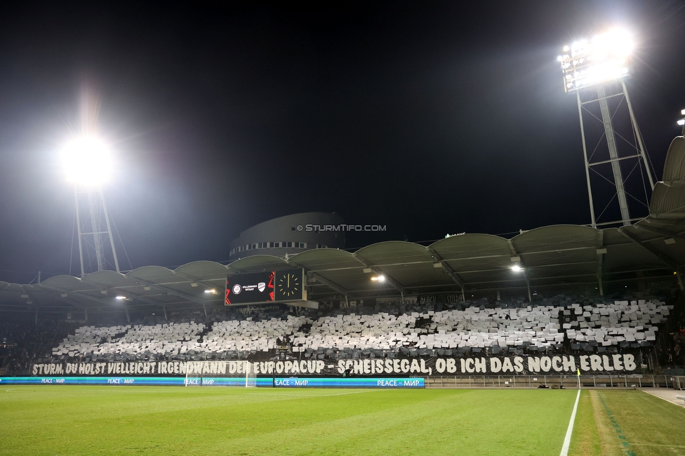 Sturm Graz - Rakow Czestochowa
UEFA Europa League Gruppenphase 5. Spieltag, SK Sturm Graz - Rakow Czestochowa, Stadion Liebenau Graz, 30.11.2023. 

Foto zeigt Fans von Sturm mit einer Choreografie
