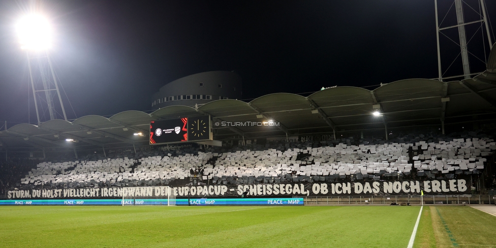 Sturm Graz - Rakow Czestochowa
UEFA Europa League Gruppenphase 5. Spieltag, SK Sturm Graz - Rakow Czestochowa, Stadion Liebenau Graz, 30.11.2023. 

Foto zeigt Fans von Sturm mit einer Choreografie
