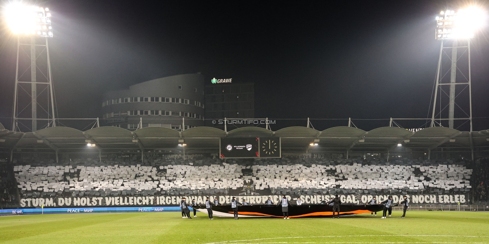 Sturm Graz - Rakow Czestochowa
UEFA Europa League Gruppenphase 5. Spieltag, SK Sturm Graz - Rakow Czestochowa, Stadion Liebenau Graz, 30.11.2023. 

Foto zeigt Fans von Sturm mit einer Choreografie
