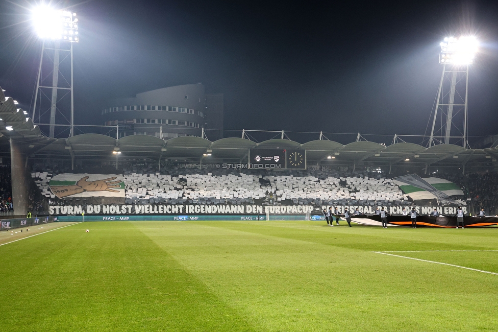 Sturm Graz - Rakow Czestochowa
UEFA Europa League Gruppenphase 5. Spieltag, SK Sturm Graz - Rakow Czestochowa, Stadion Liebenau Graz, 30.11.2023. 

Foto zeigt Fans von Sturm mit einer Choreografie
