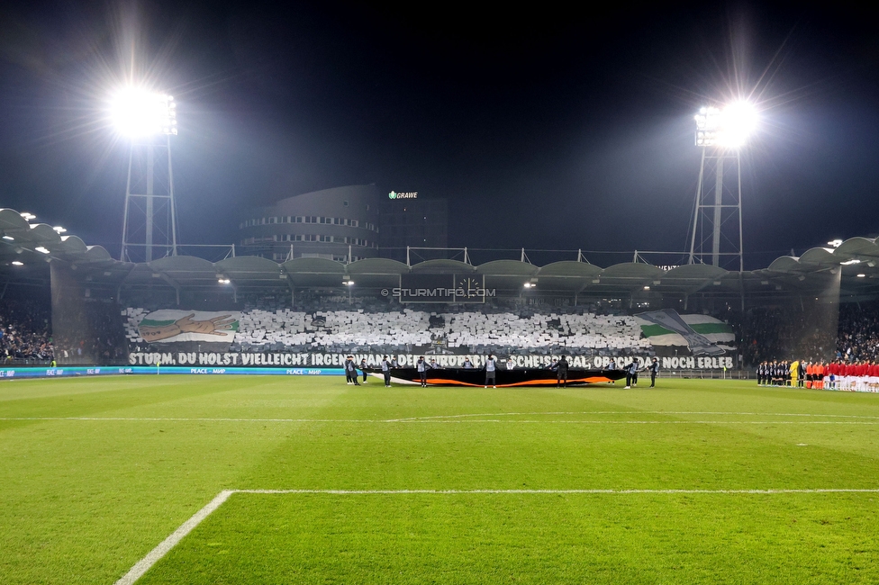 Sturm Graz - Rakow Czestochowa
UEFA Europa League Gruppenphase 5. Spieltag, SK Sturm Graz - Rakow Czestochowa, Stadion Liebenau Graz, 30.11.2023. 

Foto zeigt Fans von Sturm mit einer Choreografie
