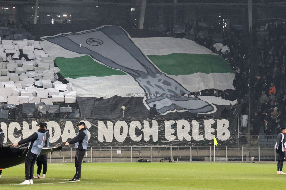 Sturm Graz - Rakow Czestochowa
UEFA Europa League Gruppenphase 5. Spieltag, SK Sturm Graz - Rakow Czestochowa, Stadion Liebenau Graz, 30.11.2023. 

Foto zeigt Fans von Sturm mit einer Choreografie
