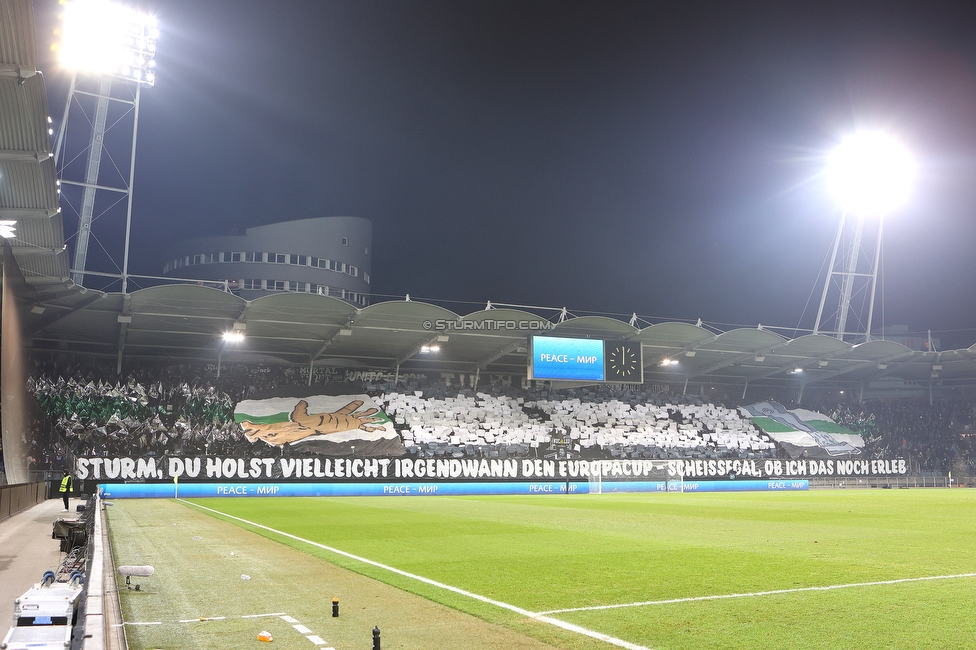 Sturm Graz - Rakow Czestochowa
UEFA Europa League Gruppenphase 5. Spieltag, SK Sturm Graz - Rakow Czestochowa, Stadion Liebenau Graz, 30.11.2023. 

Foto zeigt Fans von Sturm mit einer Choreografie
