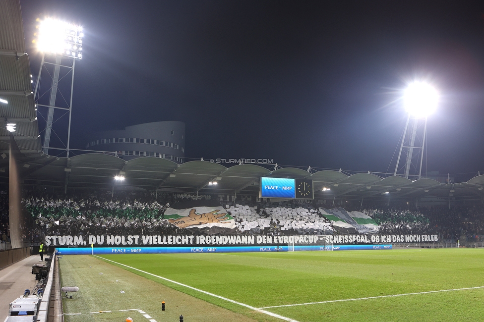 Sturm Graz - Rakow Czestochowa
UEFA Europa League Gruppenphase 5. Spieltag, SK Sturm Graz - Rakow Czestochowa, Stadion Liebenau Graz, 30.11.2023. 

Foto zeigt Fans von Sturm mit einer Choreografie
